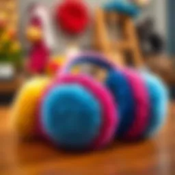 Cozy earmuffs in vibrant colors displayed on a wooden table