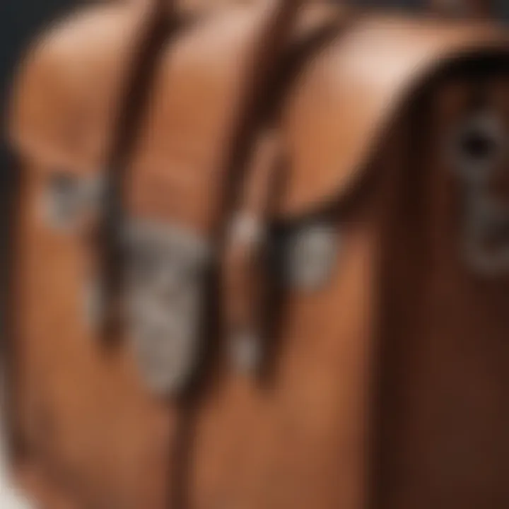 Close-up of the materials used in the Cambridge bag highlighting craftsmanship