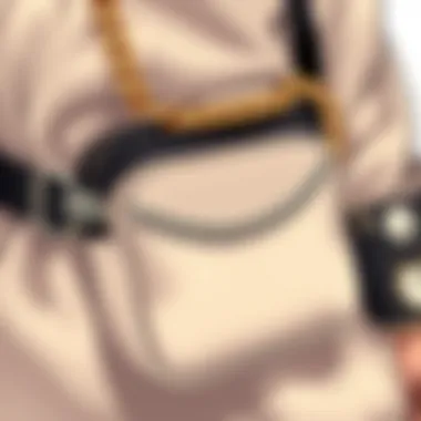 Close-up of intricate chain design on fanny pack purse
