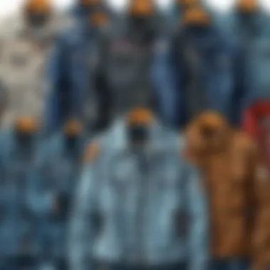 Diverse collection of ripped jean jackets in various styles and colors
