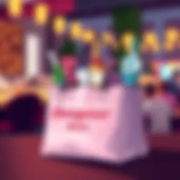 Stylish bachelorette party hangover bag filled with recovery essentials