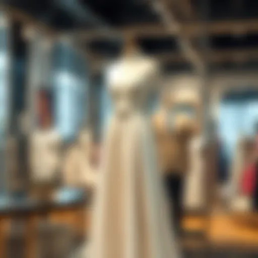 An elegant dress displayed on a mannequin in a boutique setting