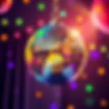 A dazzling disco ball reflecting colorful lights at a party