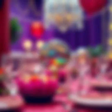 Vibrant table setting featuring disco ball party favours
