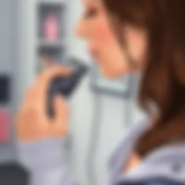 Evaluating Hair Trimmer Features Illustration of a user examining hair trimmer features
