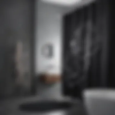 Enhancing Bathroom Ambiance with Black Rose Shower Curtain Elegant black rose shower curtain enhancing bathroom ambiance