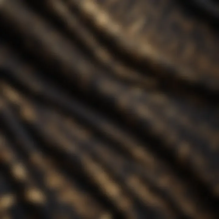 Close-up of luxurious fabric texture in black and gold