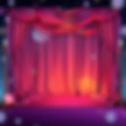 Elegant photo booth backdrop showcasing luxurious fabrics and vibrant colors