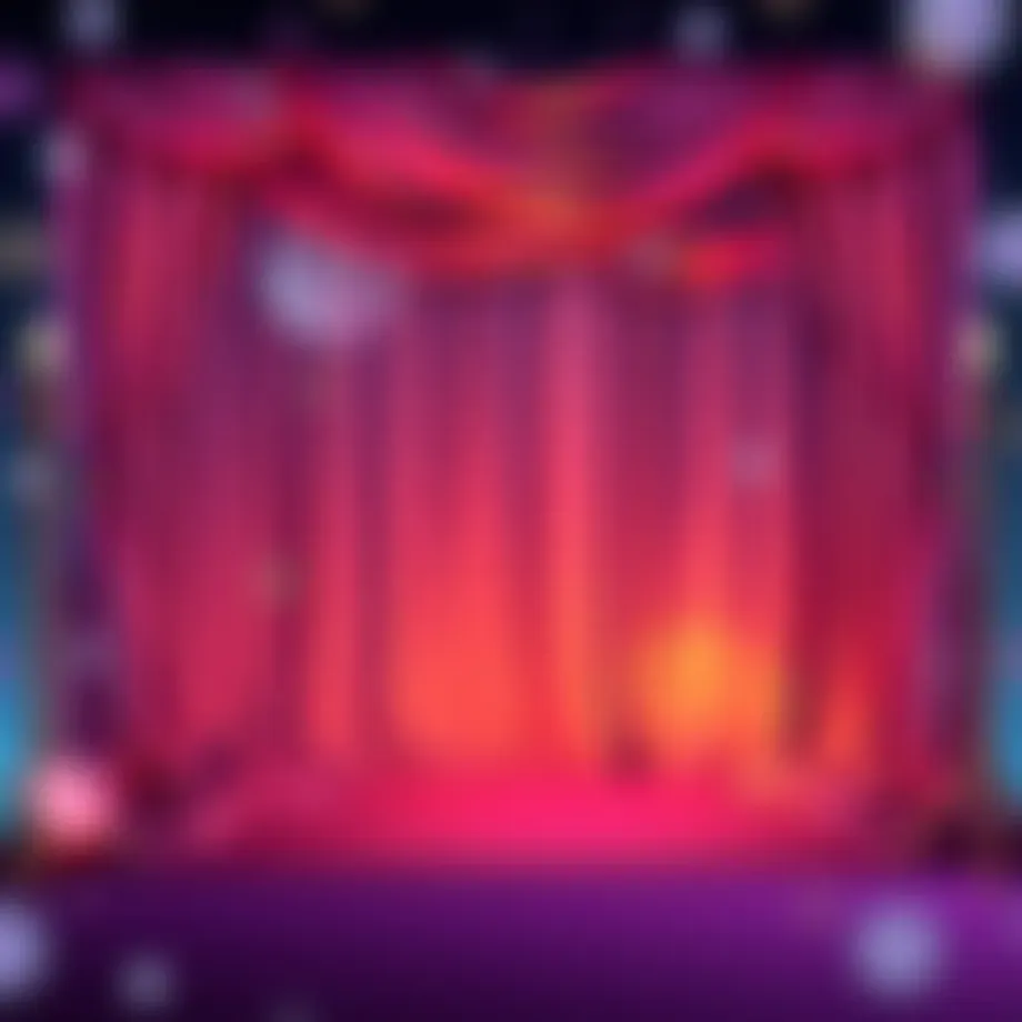 Elegant photo booth backdrop showcasing luxurious fabrics and vibrant colors