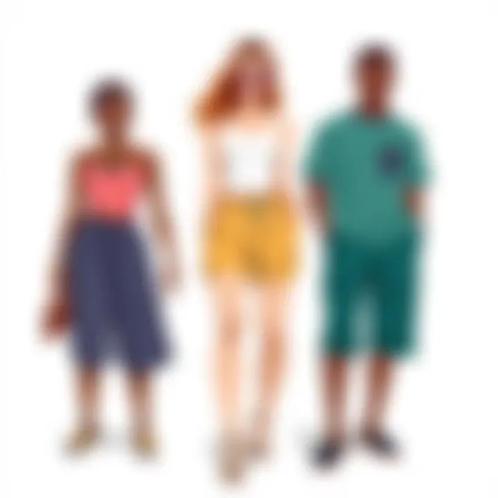 Diverse body types showcasing elastic waist wide leg shorts.