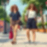 Stylish elastic waist wide leg shorts on a casual outing.