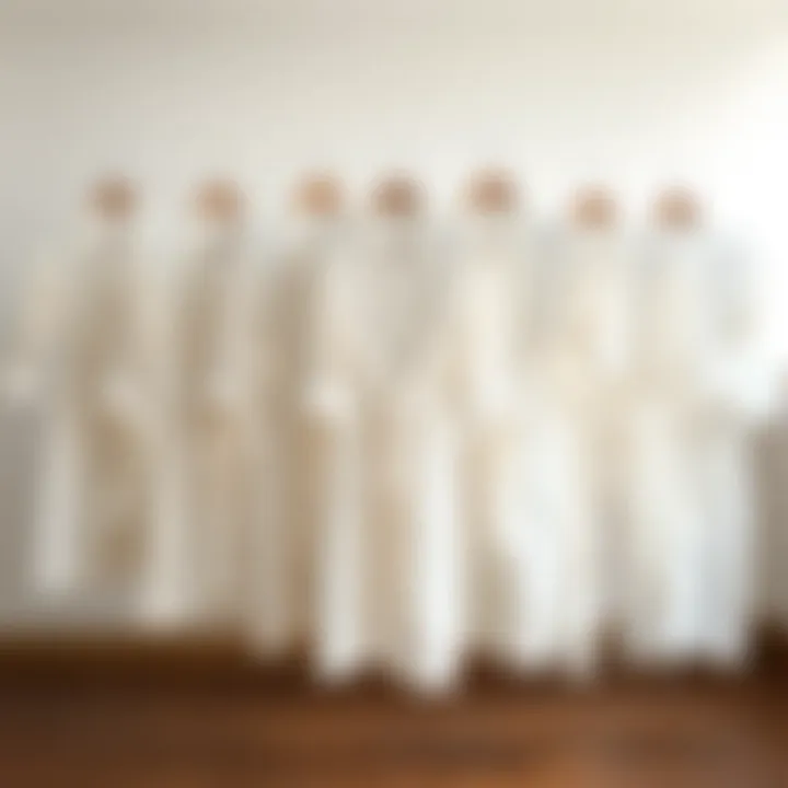 A collection of various white bathrobes showcasing different styles