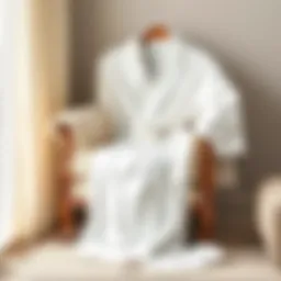 Elegant white bathrobe draped over a plush chair