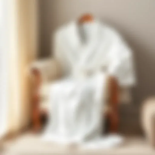 Elegant white bathrobe draped over a plush chair