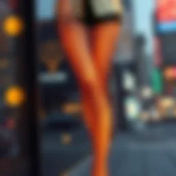 Elegant glowing fishnet stockings paired with a chic outfit