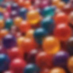 A close-up view of vibrant luminous beads showcasing their unique colors and textures