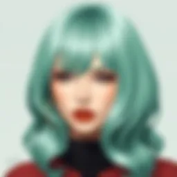 A stunning mint green wig styled elegantly