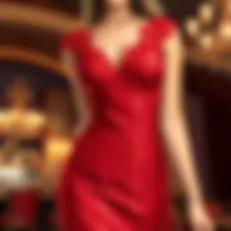 Elegant red lace dress showcasing a flattering silhouette