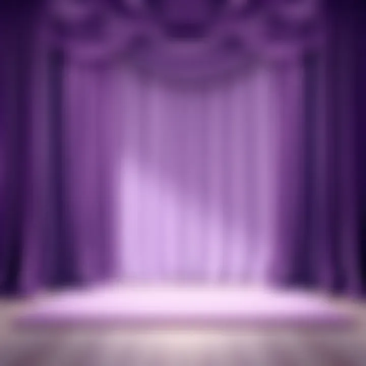 Chic purple fabric choices displayed for backdrop curtains