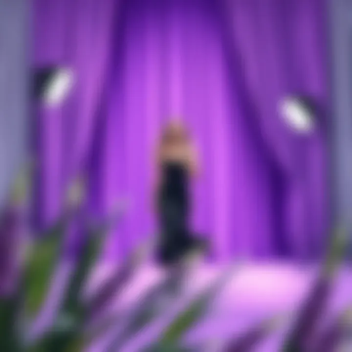 Vibrant purple backdrop enhancing a fashion photoshoot