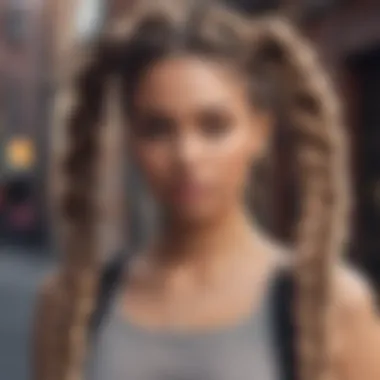 A model wearing a stylish jumbo braids wig in a trendy urban setting.