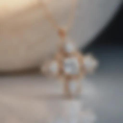 Elegant moissanite cross pendant necklace displayed elegantly.