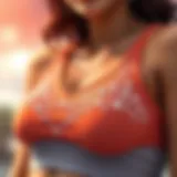 Rhinestone embellishments on a sports bra
