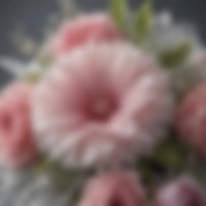 A detailed view of tulle wrapping on a floral arrangement, illustrating its unique application in decor