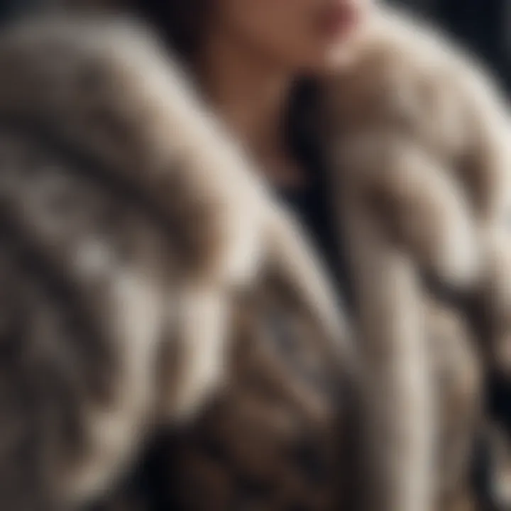 A close-up of a beautifully crafted fur cape with intricate detailing