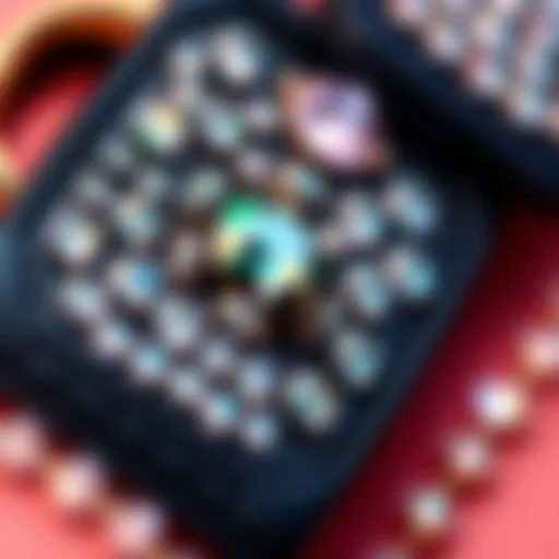 Close-up view of self-adhesive bling on a fashion accessory