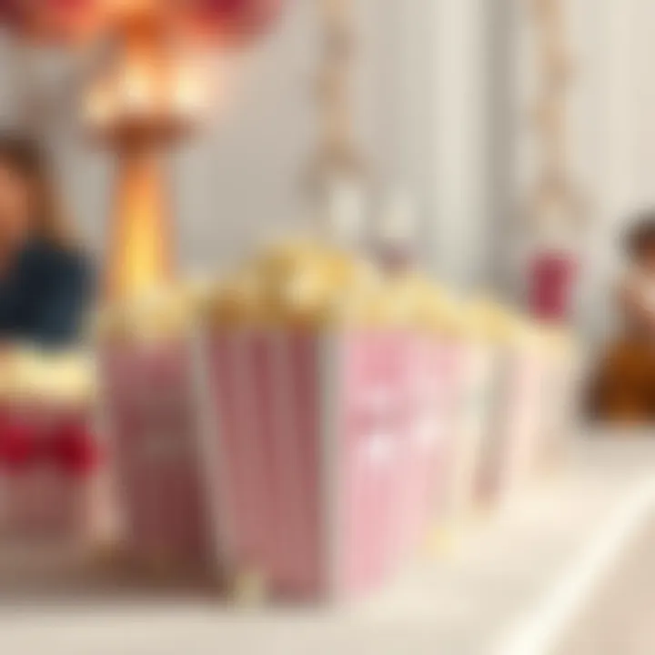 An elegant display of personalized popcorn boxes at a festive gathering