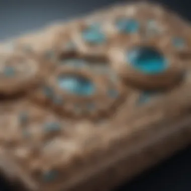 Close-up of intricate design elements on a phone case clutch