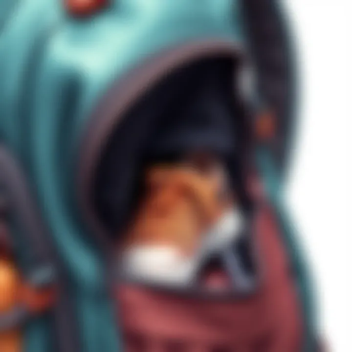 Close-up of the shoe compartment in a trendy backpack