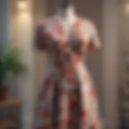 Elegant plus floral dress displayed on a mannequin