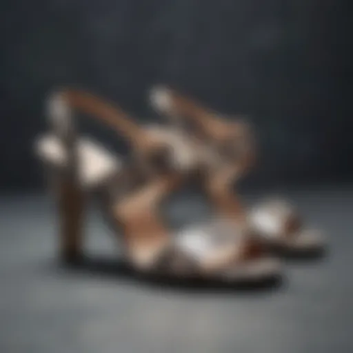 Elegant snake skin sandals on a fashion backdrop