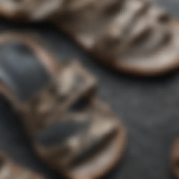 Close-up of the texture and pattern of snake skin sandals