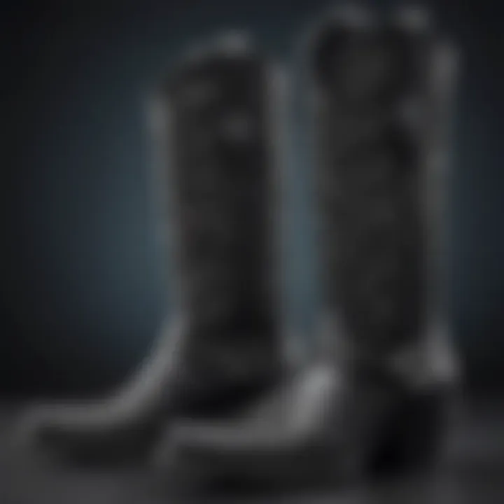 Artistic representation of gothic cowgirl boots showcasing intricate designs and textures.