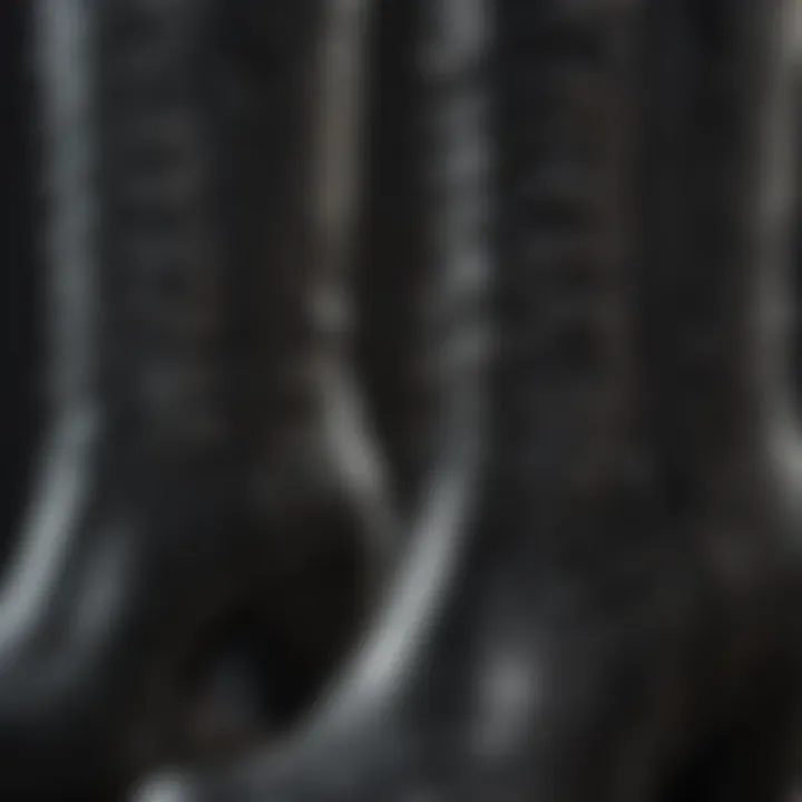 Close-up of the unique materials used in gothic cowgirl boots.