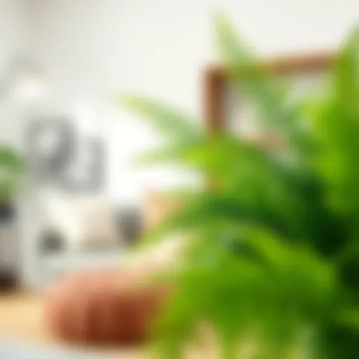 Lush imitation Boston fern displayed in a modern living room setting