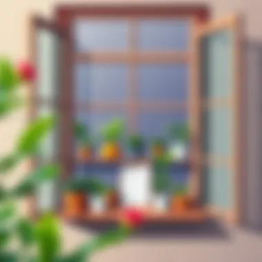 Indoor Window Shelf Maintenance Guide Well-arranged indoor window shelf with care instructions displayed