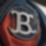 Close-up of a stylish initial patch on a jacket