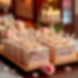 Elegant arrangement of personalized wedding favors