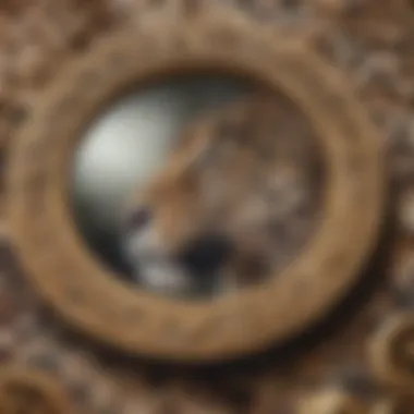 Close-up of the intricate design of a leopard print mirror