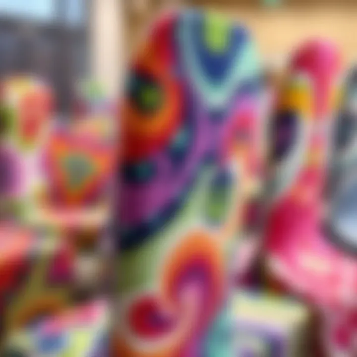 Vibrant colors and patterns of Lycra chair covers