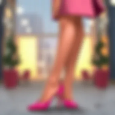 A stylish outfit accessorized with pink stiletto heels