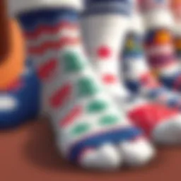 A close-up of traditional sailor socks showcasing their unique patterns and colors.