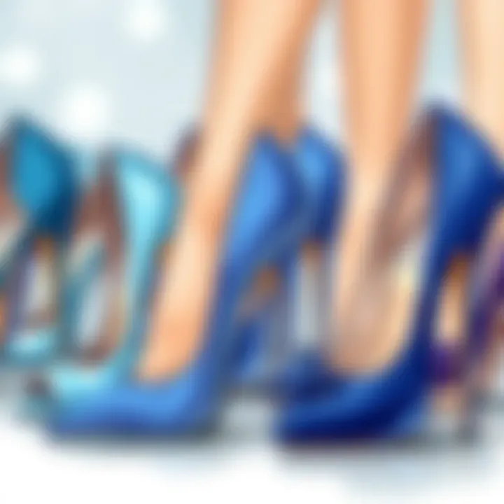 Variety of blue heel styles on display
