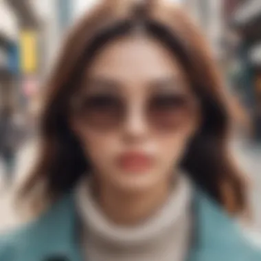 Street Style: Embracing Korean Eyewear Trends A trendy individual showcasing Korean glasses on the street