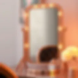 Elegant rose gold vanity mirror reflecting soft lighting