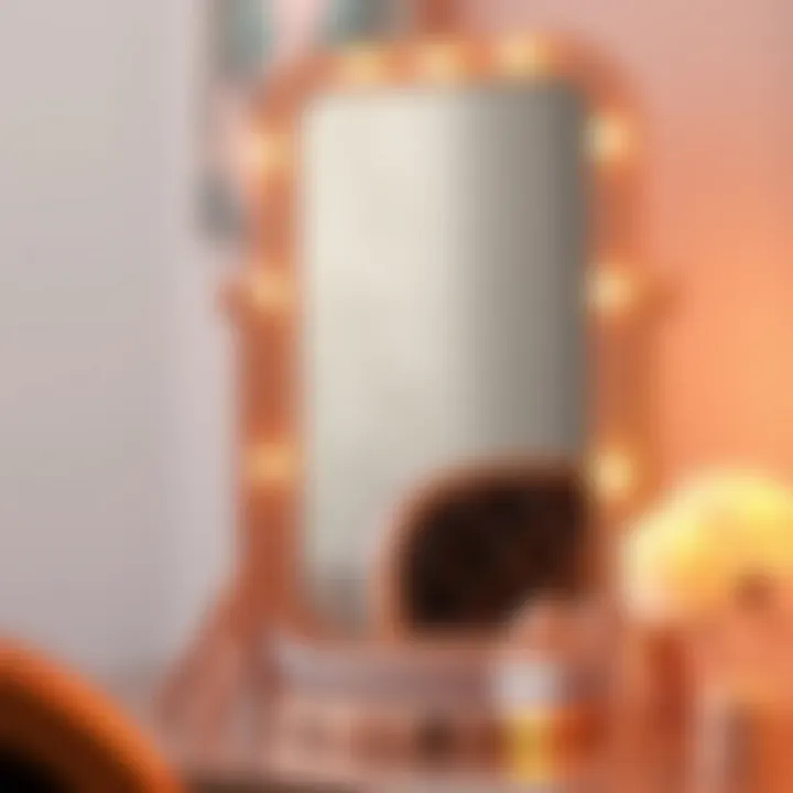 Elegant rose gold vanity mirror reflecting soft lighting